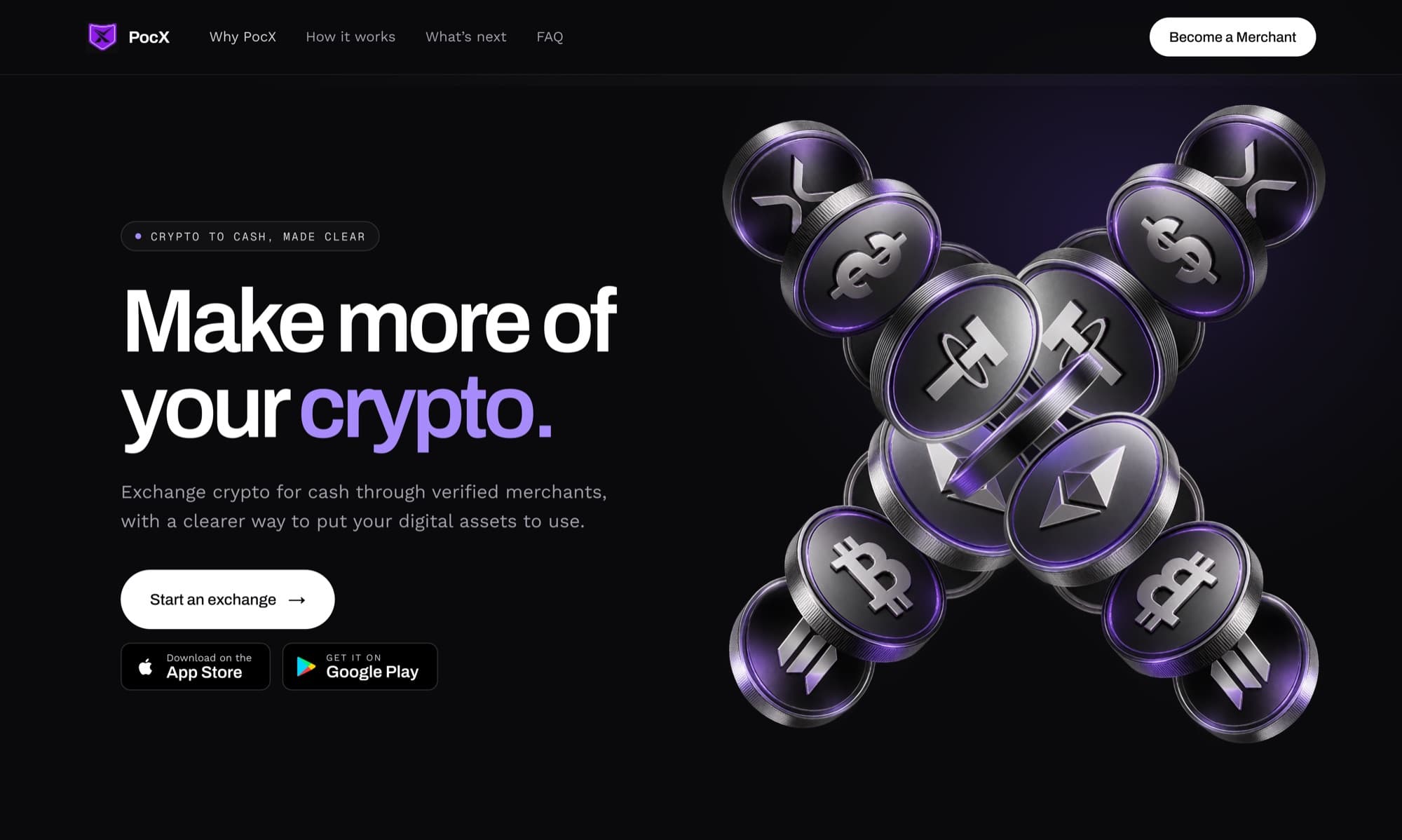 PocX landing page hero: Make more of your crypto