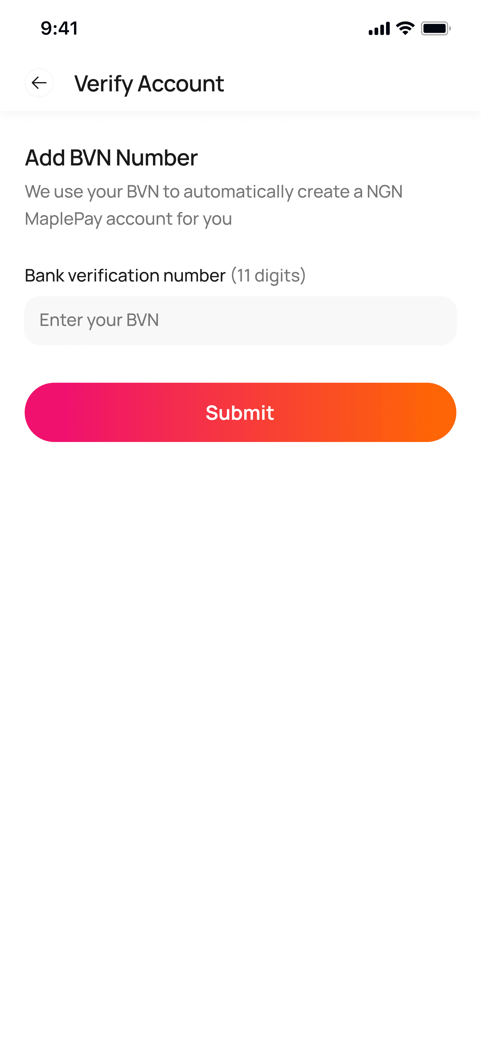 Add BVN number