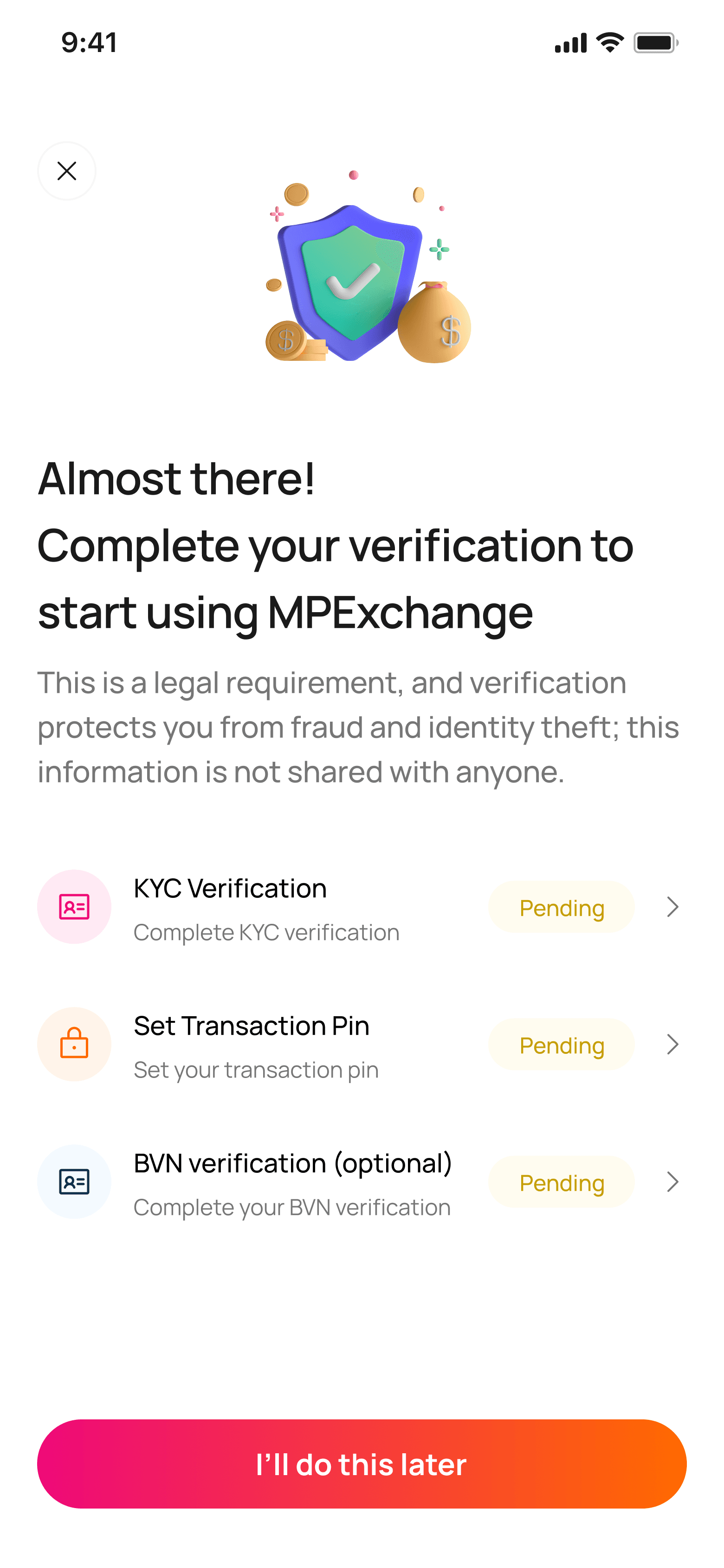 Complete your verification checklist