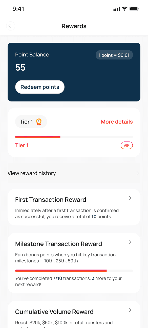 Rewards screen