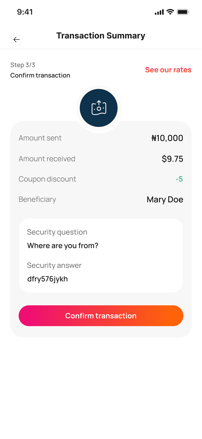 Transaction summary