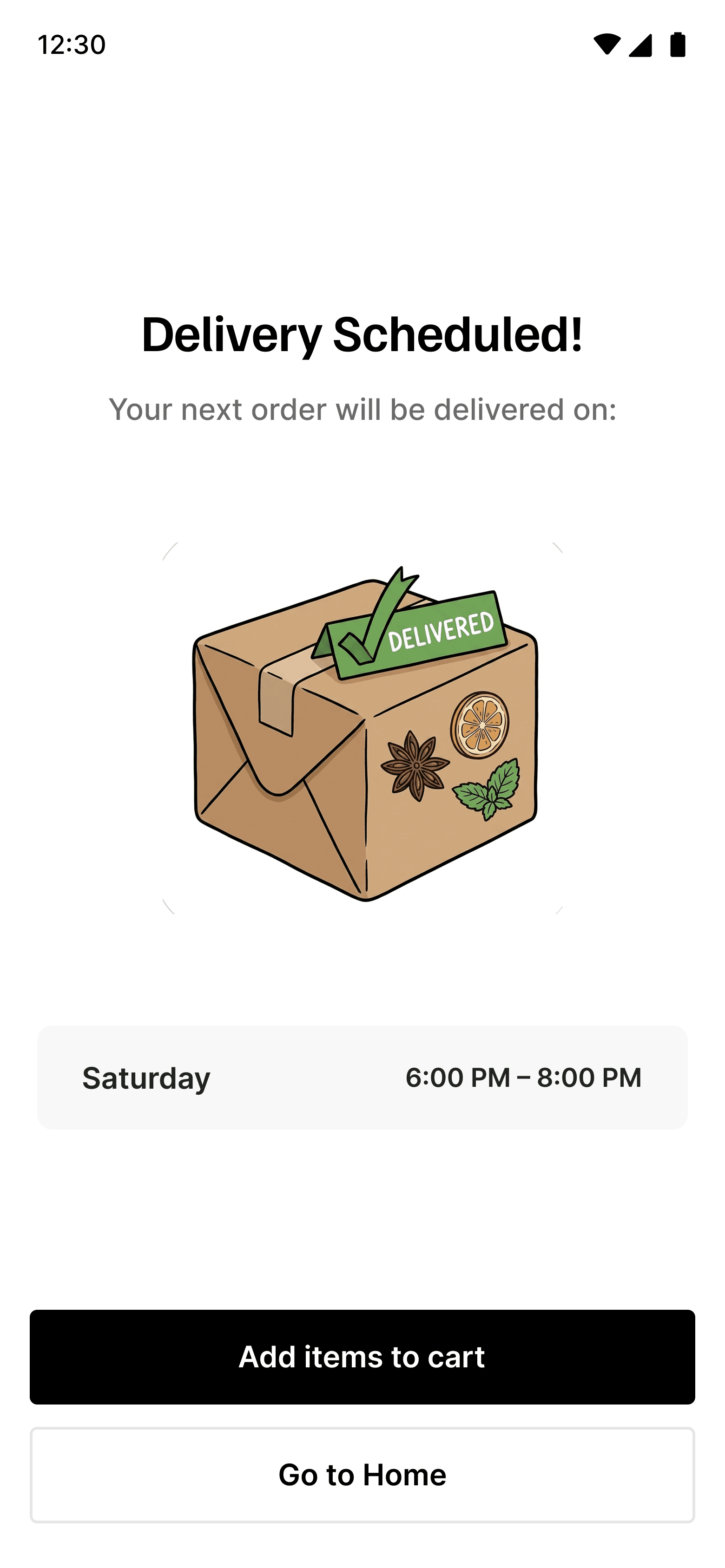 Delivery scheduled confirmation