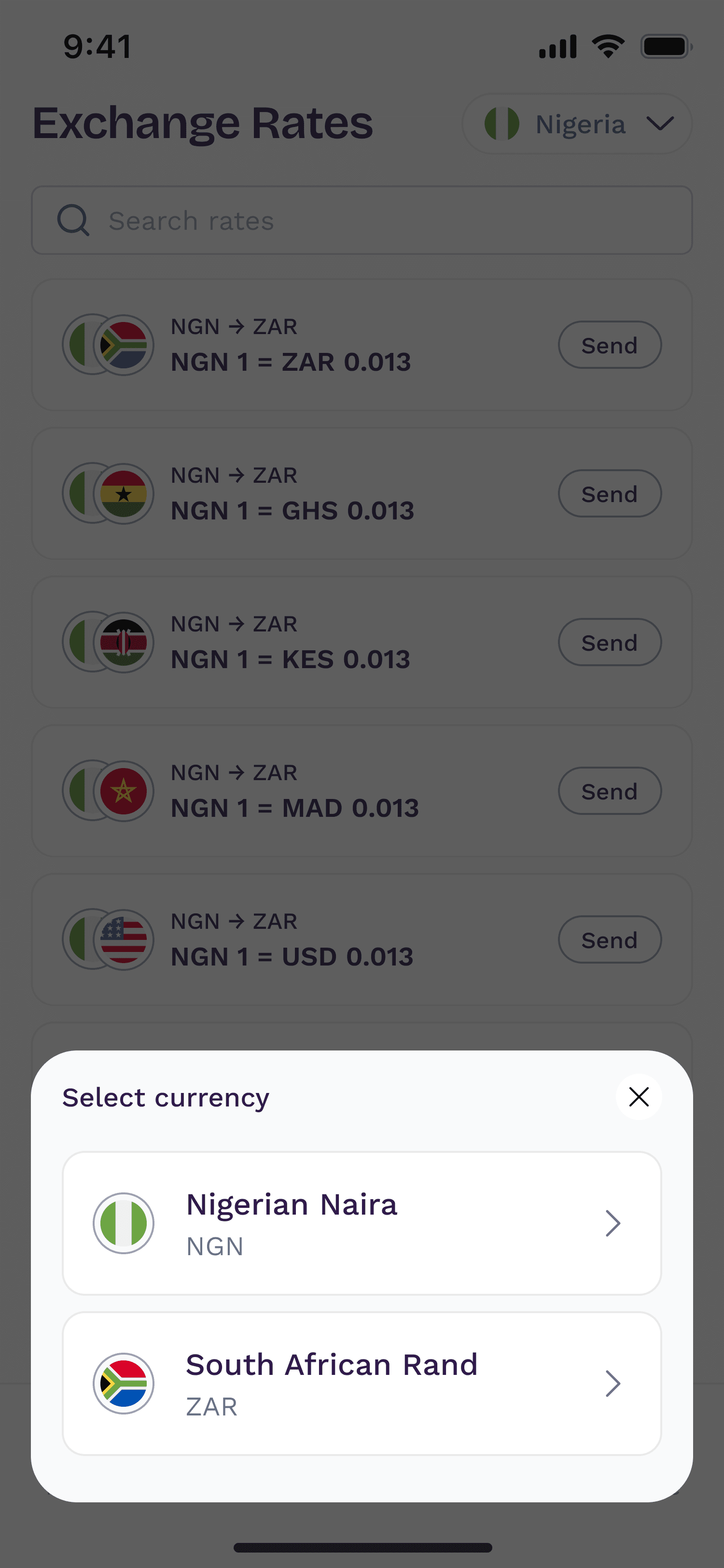 Select currency sheet over Exchange Rates