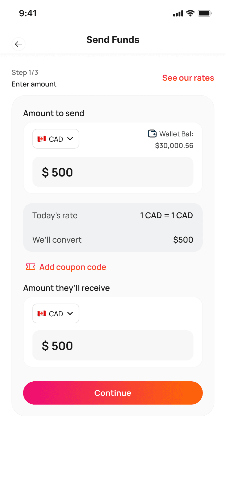 Choosing a receiving currency